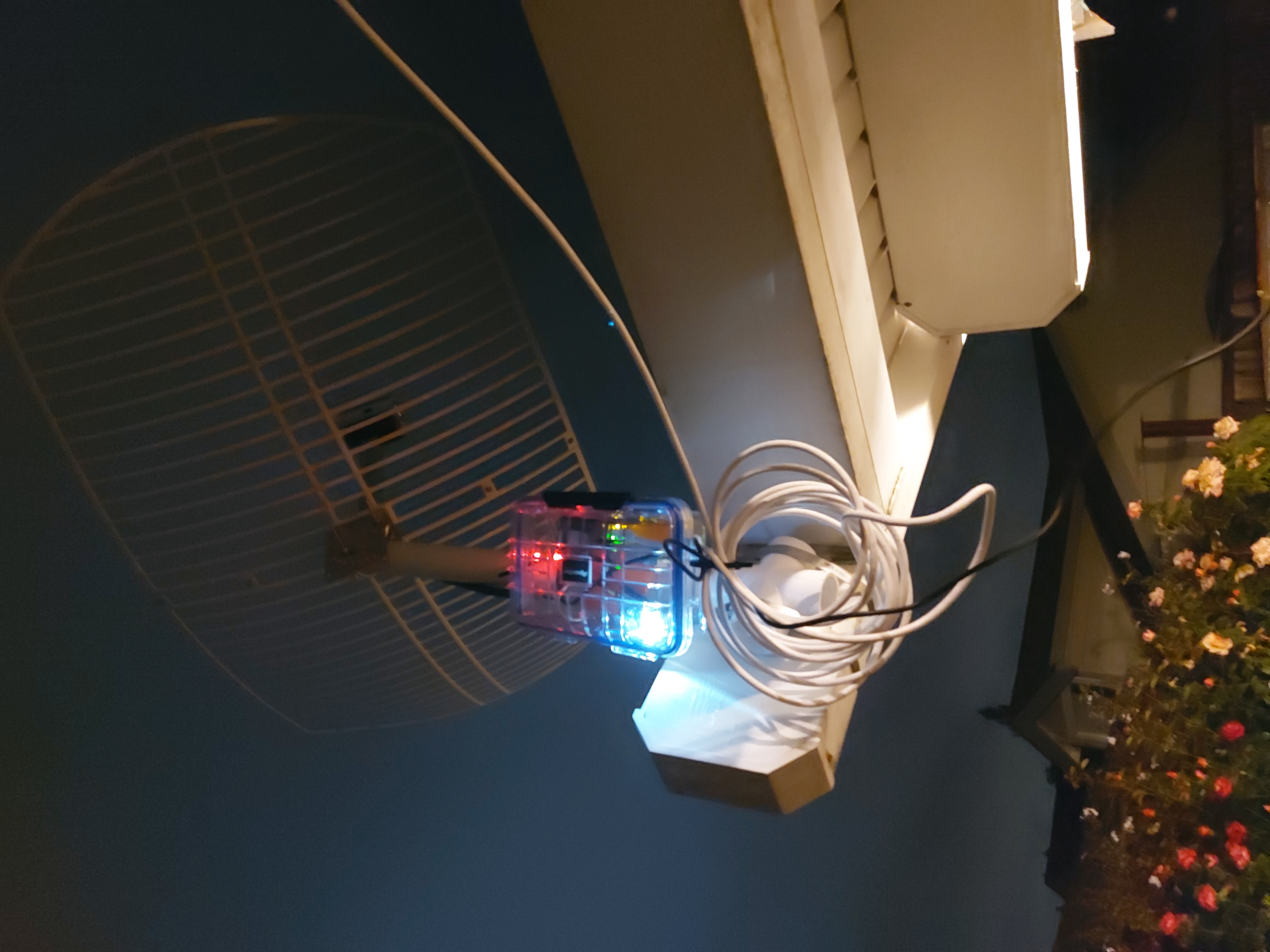 GOES receiver finished setup at night